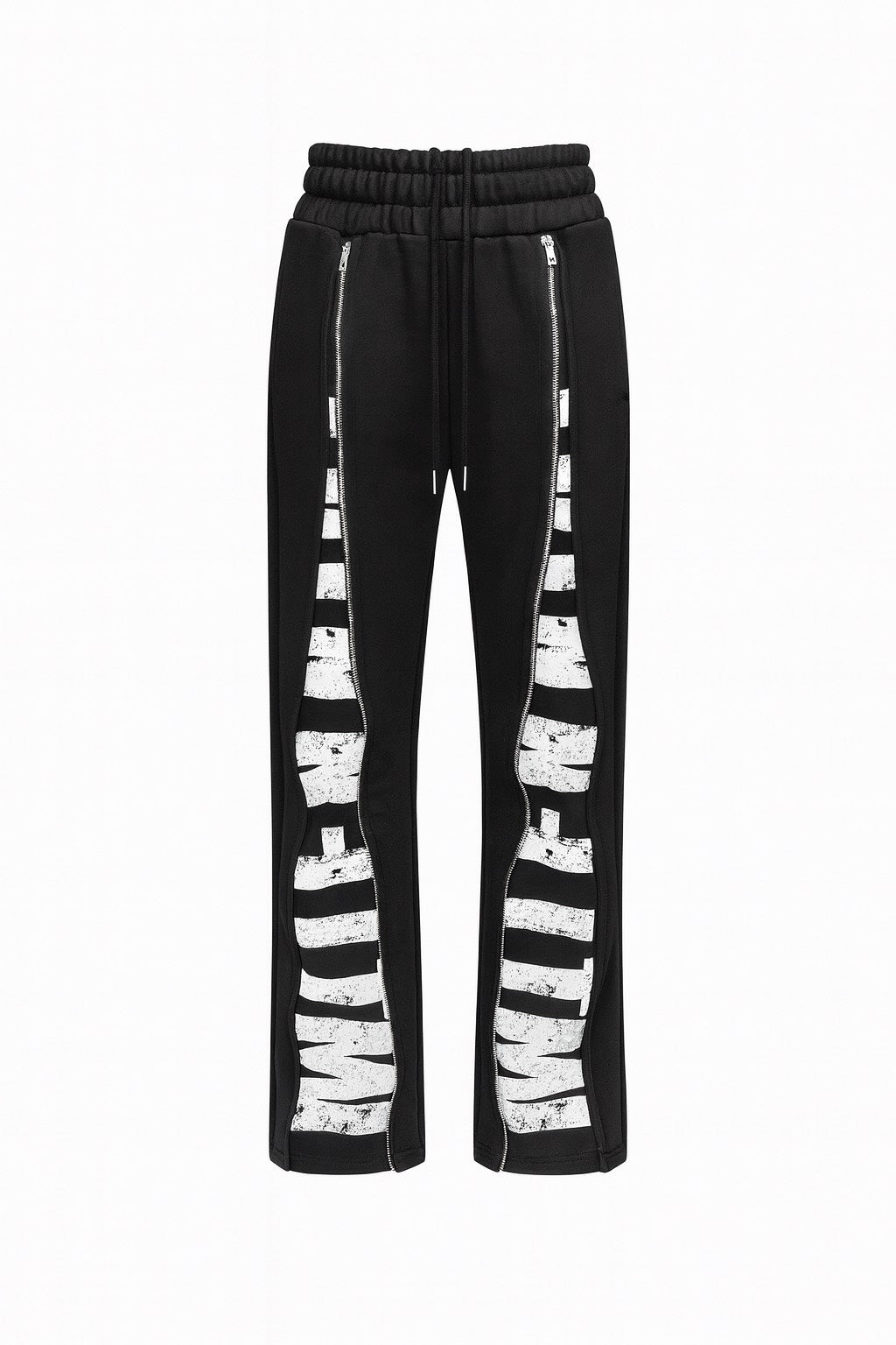 Black & White Zippered Sweat Pants
